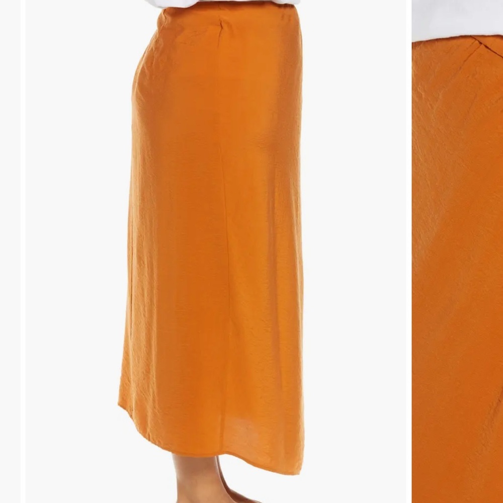 Vince Asymmetric Orange Cascade Drape Skirt NWT